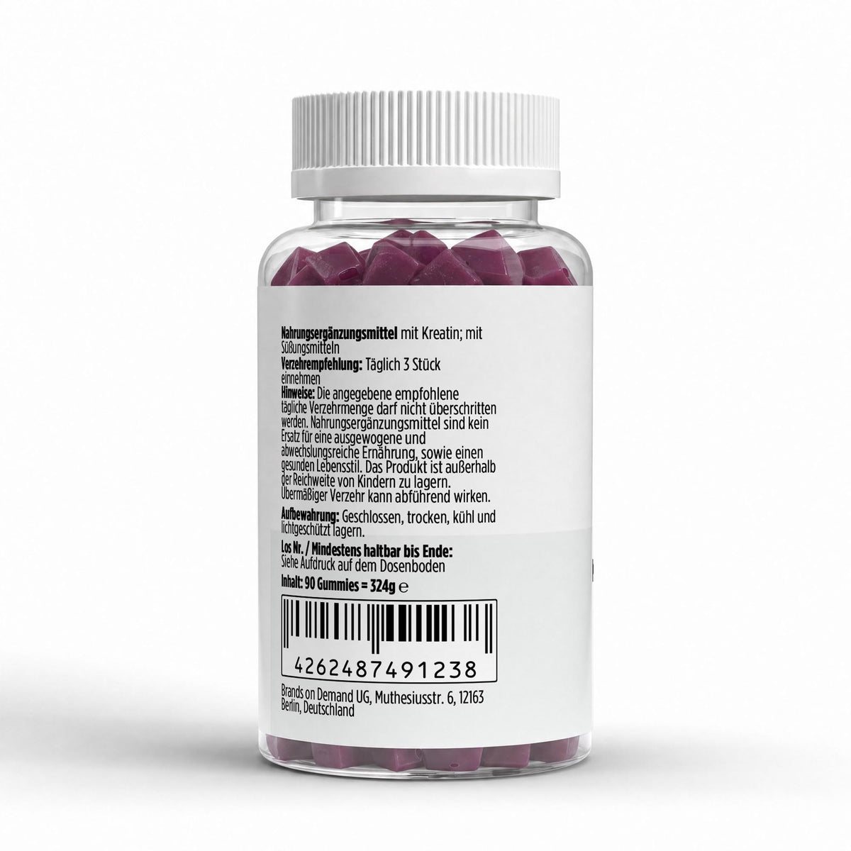 SMASH creatine gummies jar, back label