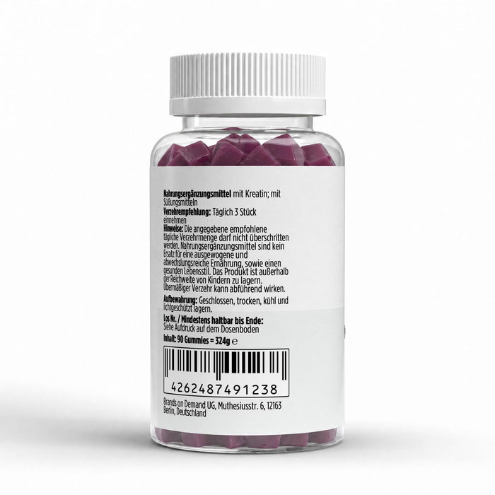 SMASH creatine gummies jar, back label