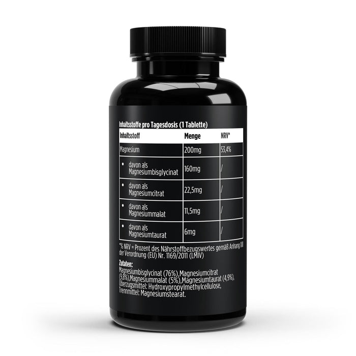 TIE BREAK magnesium jar, side label with nutrition facts